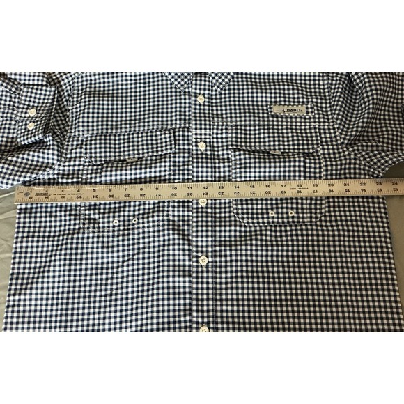 Habit Blue Check Mens Shirt Sz Medium Long Sleeve 40 + Solar Factor NWOT - Picture 4 of 7
